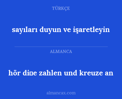 sayıları duyun ve işaretleyin - hör di̇e zahlen und kreuze an