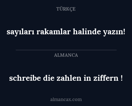 sayıları rakamlar halinde yazın! - schreibe die zahlen in ziffern !