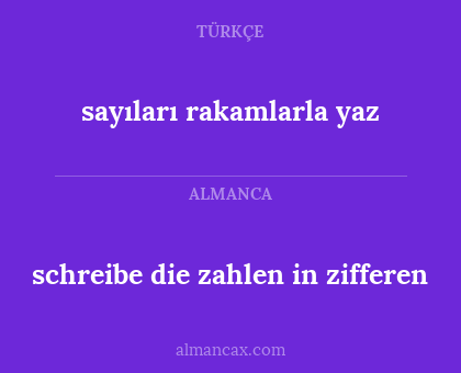 sayıları rakamlarla yaz - schreibe die zahlen in zifferen
