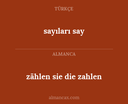 zählen sie die zahlen - sayıları say