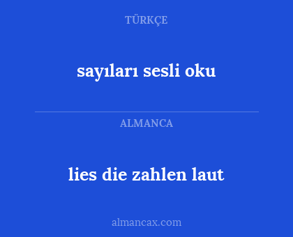 sayıları sesli oku - lies die zahlen laut