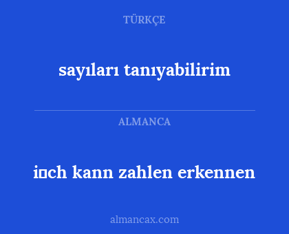 sayıları tanıyabilirim - i̇ch kann zahlen erkennen