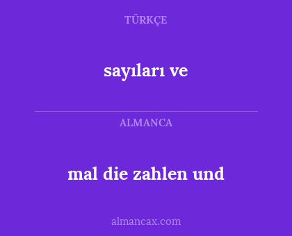 sayıları ve - mal die zahlen und