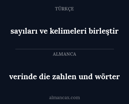 sayıları ve kelimeleri birleştir - verinde die zahlen und wörter