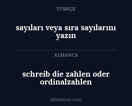 sayıları veya sıra sayılarını yazın - schreib die zahlen oder ordinalzahlen