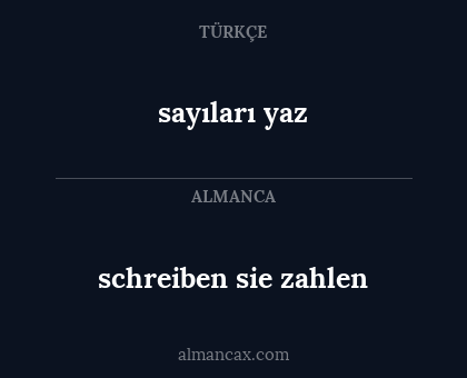 sayıları yaz - schreiben sie zahlen