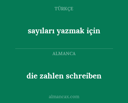 sayıları yazmak için - die zahlen schreiben