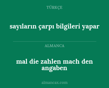sayıların çarpı bilgileri yapar - mal die zahlen mach den angaben