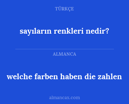 welche farben haben die zahlen - sayıların renkleri nedir?