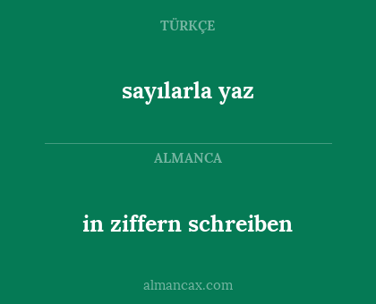 sayılarla yaz - in ziffern schreiben