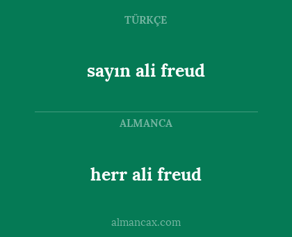 herr ali freud - sayın ali freud