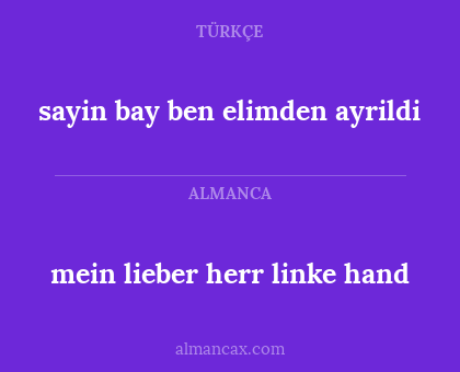 mein lieber herr linke hand - sayin bay ben elimden ayrildi