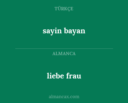 sayin bayan - liebe frau