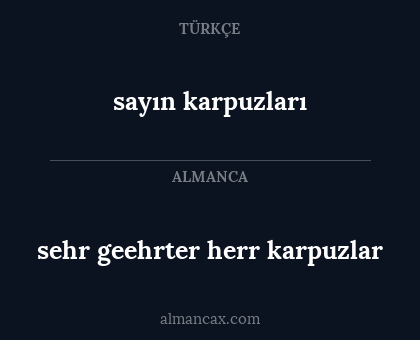 sehr geehrter herr karpuzlar - sayın karpuzları