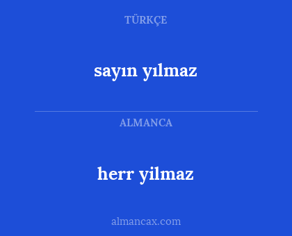 herr yilmaz - sayın yılmaz