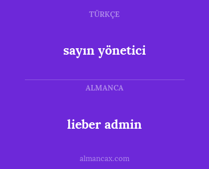 lieber admin - sayın yönetici