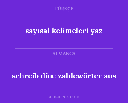 sayısal kelimeleri yaz - schreib di̇e zahlewörter aus