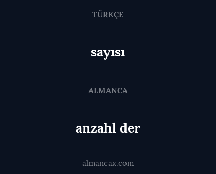 sayısı - anzahl der