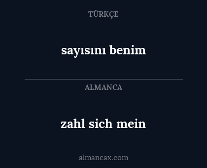 sayısını benim - zahl sich mein