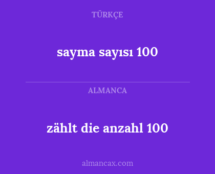 zählt die anzahl 100 - sayma sayısı 100