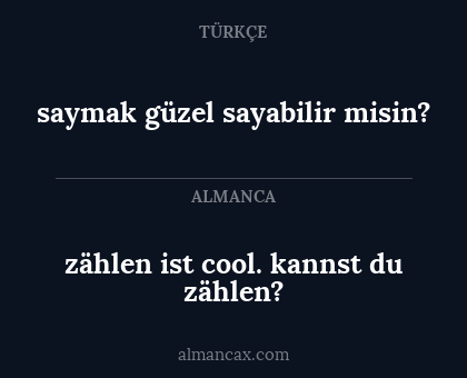 zählen ist cool. kannst du zählen? - saymak güzel sayabilir misin?