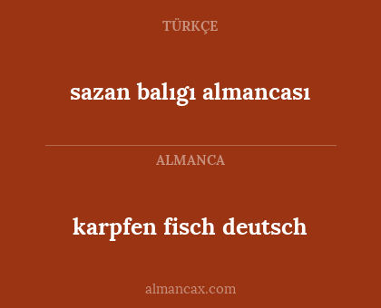 sazan balıgı almancası - karpfen fisch deutsch