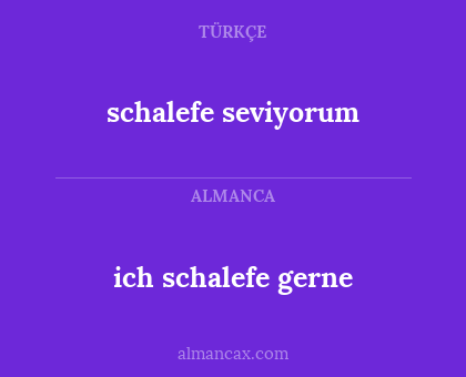 schalefe seviyorum - ich schalefe gerne