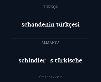 schindler ' s türkische - schandenin türkçesi