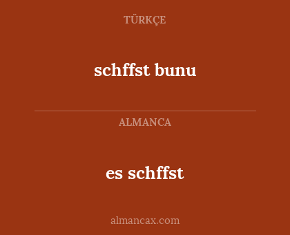 schffst bunu - es schffst