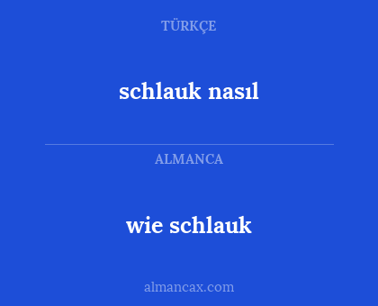 wie schlauk - schlauk nasıl