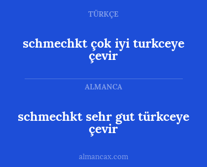 schmechkt çok iyi turkceye çevir - schmechkt sehr gut türkceye çevir
