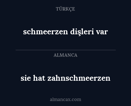 sie hat zahnschmeerzen - schmeerzen dişleri var