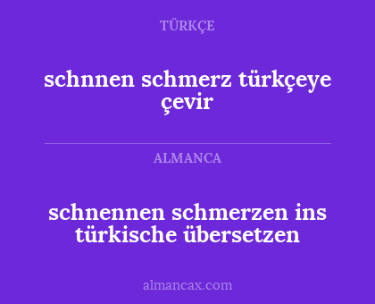 schnennen schmerzen ins türkische übersetzen - schnnen schmerz türkçeye çevir