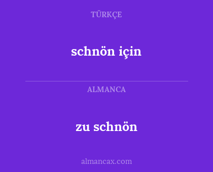 schnön için - zu schnön
