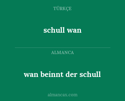 schull wan - wan beinnt der schull