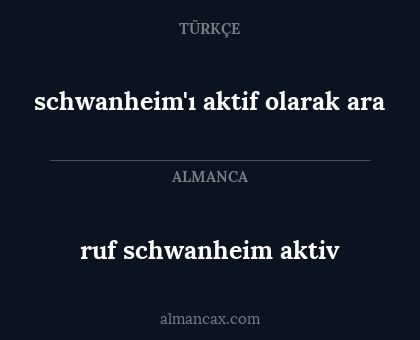 schwanheim'ı aktif olarak ara - ruf schwanheim aktiv