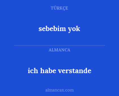 ich habe verstande - sebebim yok