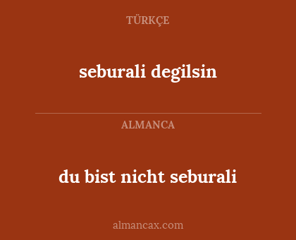 seburali degilsin - du bist nicht seburali