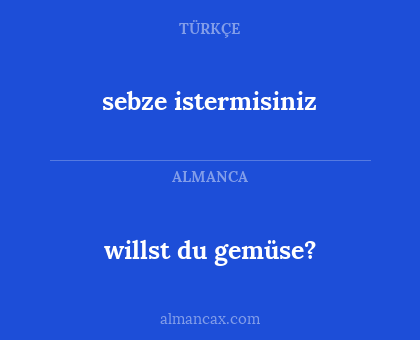 willst du gemüse? - sebze istermisiniz