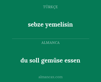 du soll gemüse essen - sebze yemelisin