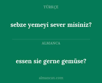 essen sie gerne gemüse? - sebze yemeyi sever misiniz?