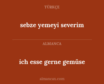 ich esse gerne gemüse - sebze yemeyi severim