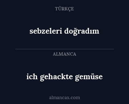 ich gehackte gemüse - sebzeleri doğradım