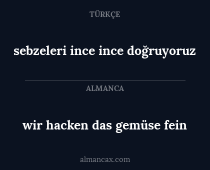 wir hacken das gemüse fein - sebzeleri ince ince doğruyoruz