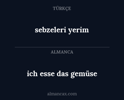 ich esse das gemüse - sebzeleri yerim