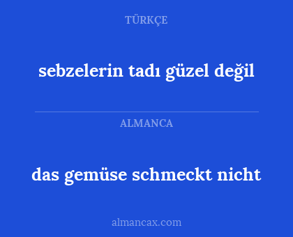 das gemüse schmeckt nicht - sebzelerin tadı güzel değil