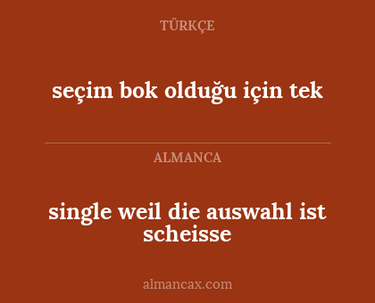 seçim bok olduğu için tek - single weil die auswahl ist scheisse