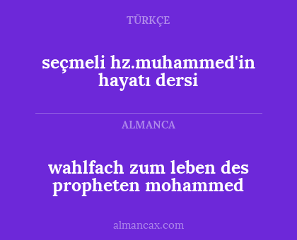 seçmeli hz.muhammed'in hayatı dersi - wahlfach zum leben des propheten mohammed