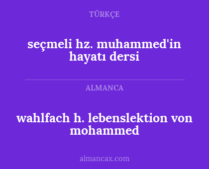seçmeli hz. muhammed'in hayatı dersi - wahlfach h. lebenslektion von mohammed