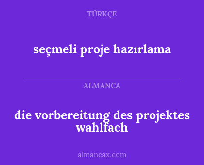 seçmeli proje hazırlama - die vorbereitung des projektes wahlfach